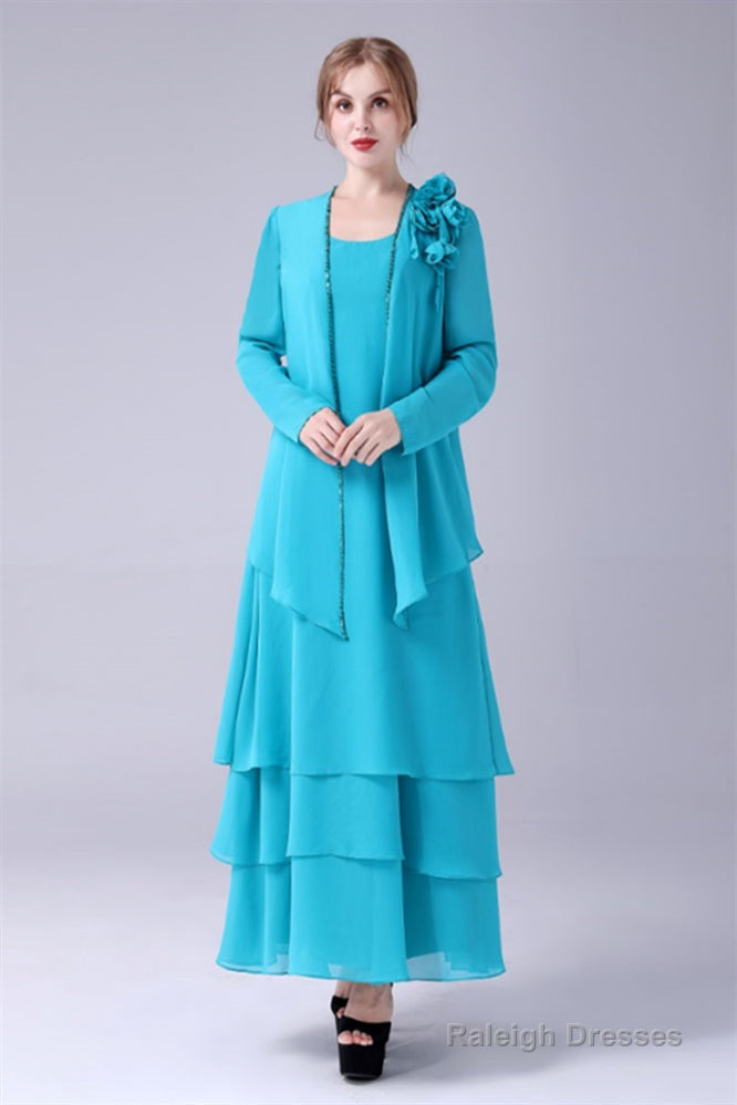 Blue Chiffon Mother Of The Bride Dresses With Jacket Main image