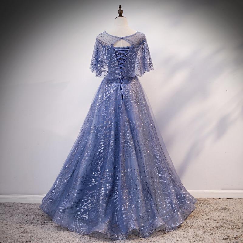 Blue Elegant A-Line Long Prom Dress, Blue Evening Gown Graduation Dress