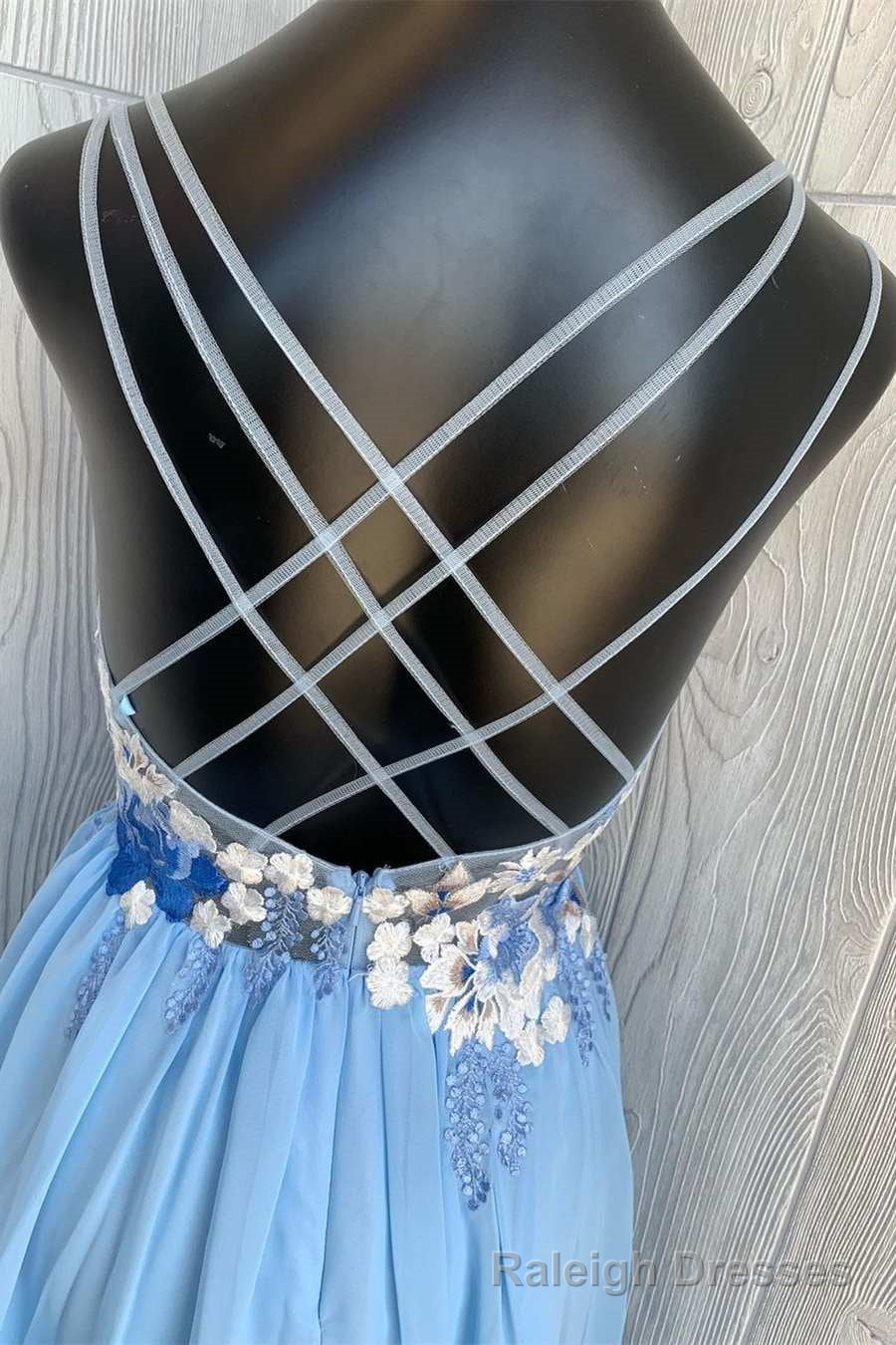 Blue Floral Embroidered A-line Short Homecoming Dresses Secondary image