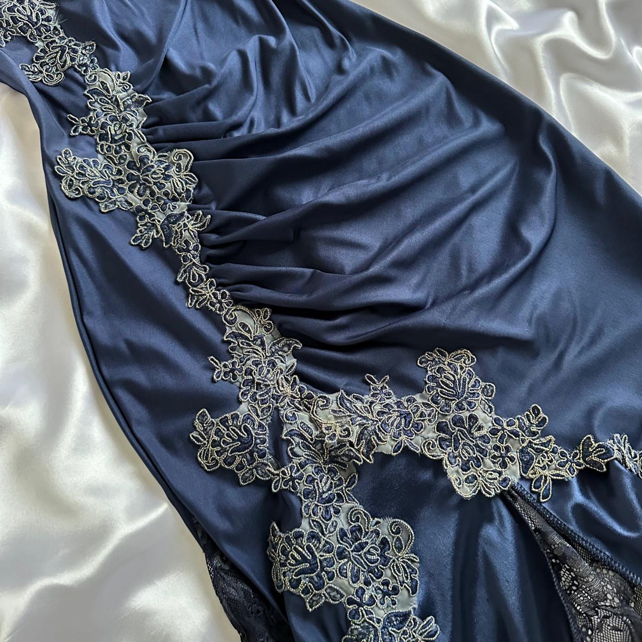 Blue Gorgeous Exquisite Applique Lace Spaghetti Straps Long Satin Prom Dresses Prom Dresses Prom Dresses