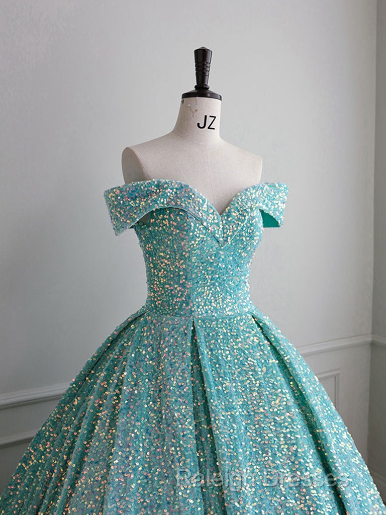 Blue Green Velvet Sequin Long Prom Dress, Velvet Formal Dress