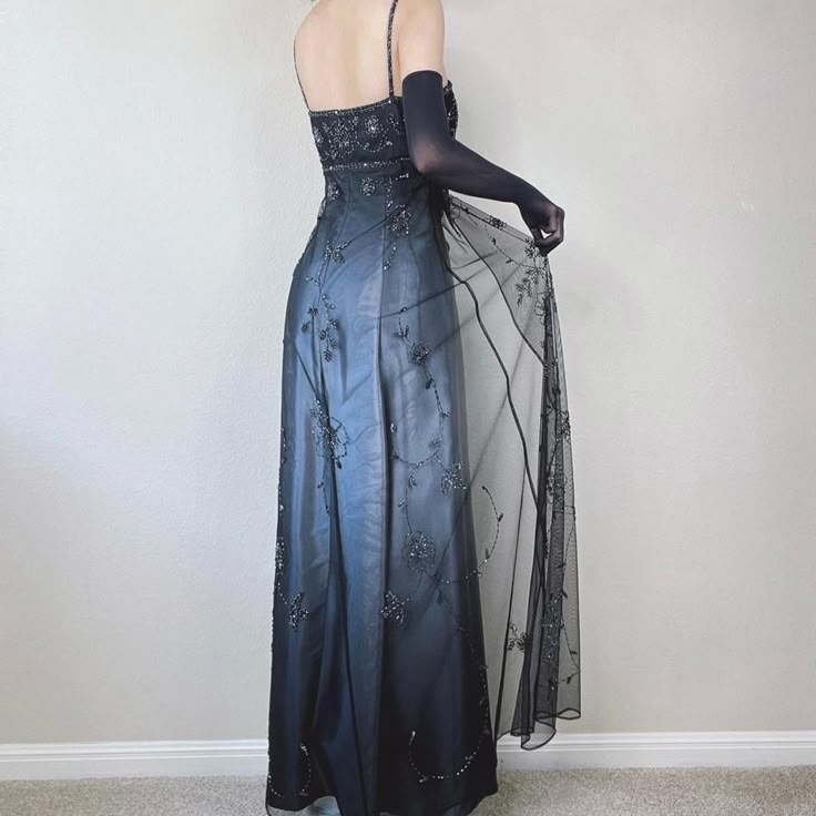 Blue/Grey Delicate Beaded Long Tulle Elegant Ball Gowns Prom Dresses Prom Birthday Prom Dresses Prom Dresses