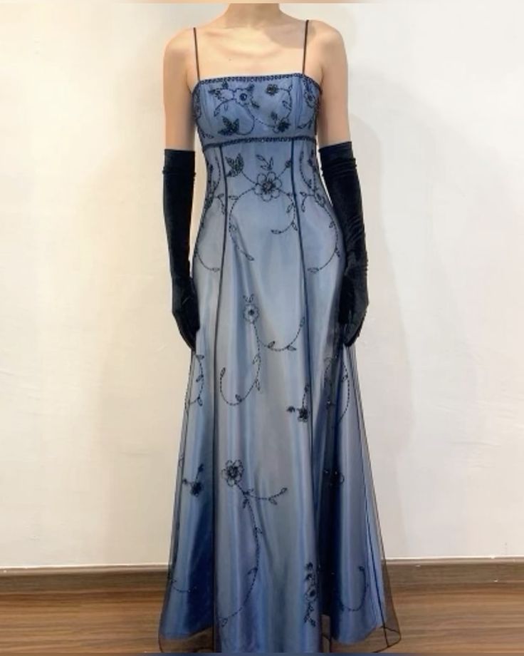 Blue/Grey Delicate Beaded Long Tulle Elegant Ball Gowns Prom Dresses Prom Birthday Prom Dresses Prom Dresses