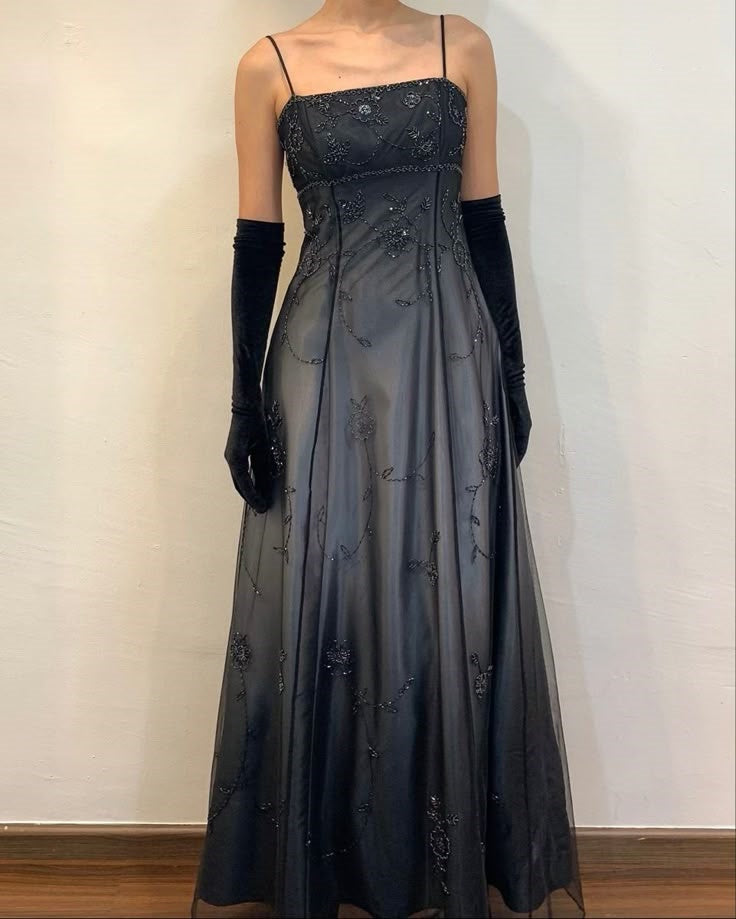 Blue/Grey Delicate Beaded Long Tulle Elegant Ball Gowns Prom Dresses Prom Birthday Prom Dresses Prom Dresses