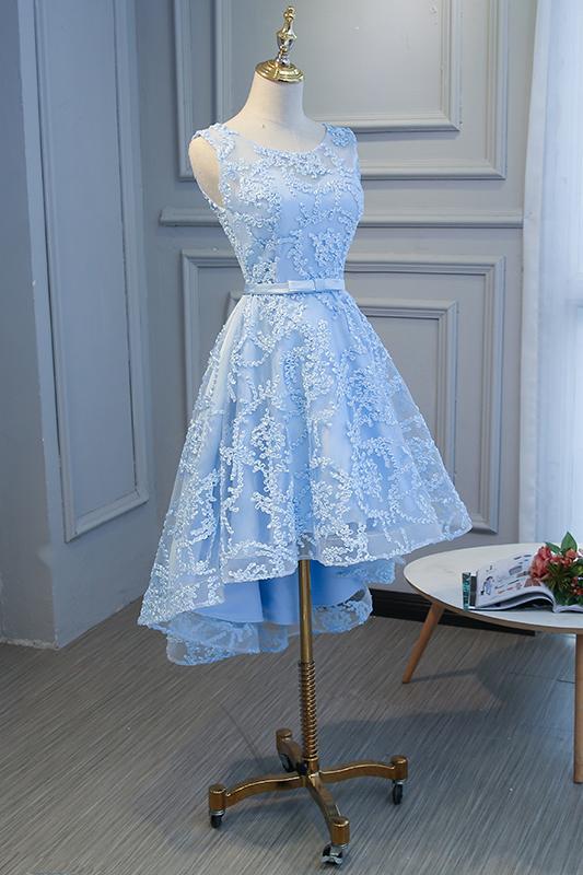 Blue High Low Fashionable Homecoming Dresses Cute Prom Dresses Secondary image