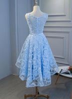 Blue High Low Fashionable Homecoming Dresses Cute Prom Dresses