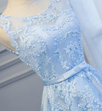 Blue High Low Fashionable Homecoming Dresses Cute Prom Dresses