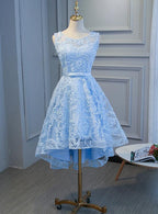 Blue High Low Fashionable Homecoming Dresses Cute Prom Dresses