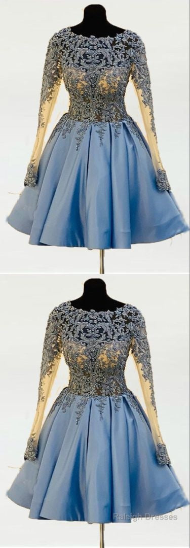 Blue Homecoming Dresses With Sleeves Main image
