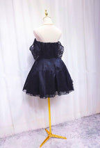 Blue Lace Off Shoulder Short Prom Dresses Blue Homecoming Dresses Prom Dress