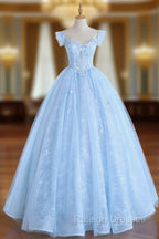 Blue Long Lace Floral Prom Dress Long Blue Lace Prom Dress with Flowers
