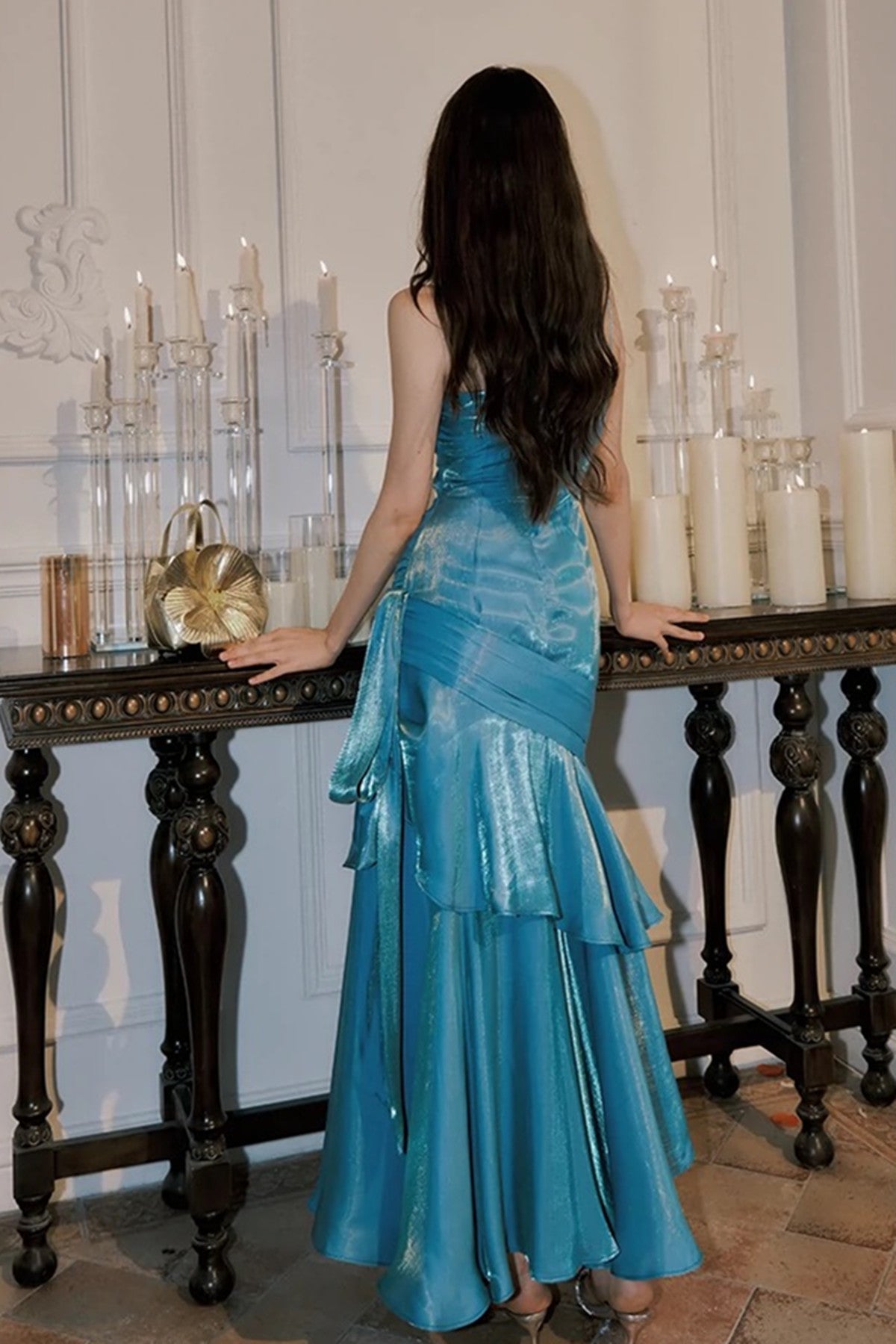 Blue Mermaid Straps Long Sweetheart Prom Dresses Blue Prom Dresses Prom Dresses Secondary image
