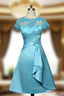 Blue Mother Of The Bride Dresses A-line Cap Sleeves Appliques