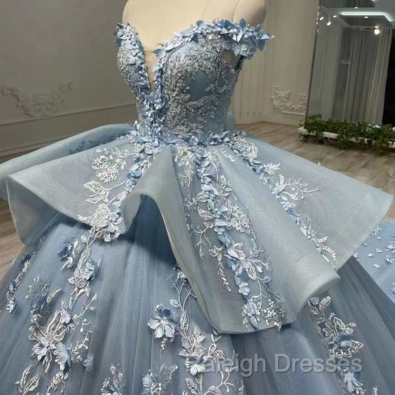 Blue Off Shoulder Ball Gown Prom Dress Sweet 16th Dress Secondary image
