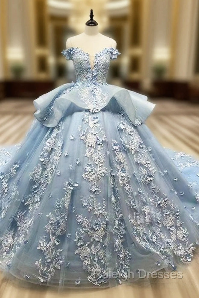 Blue Off Shoulder Ball Gown Prom Dress Sweet 16th Dress Main image