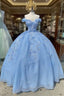 Blue Off The Shoulder Evening Gown, Long Prom Ball Gown Dress