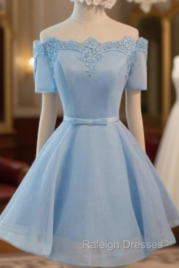 Blue Off The Shoulder Homecoming Dress Main image