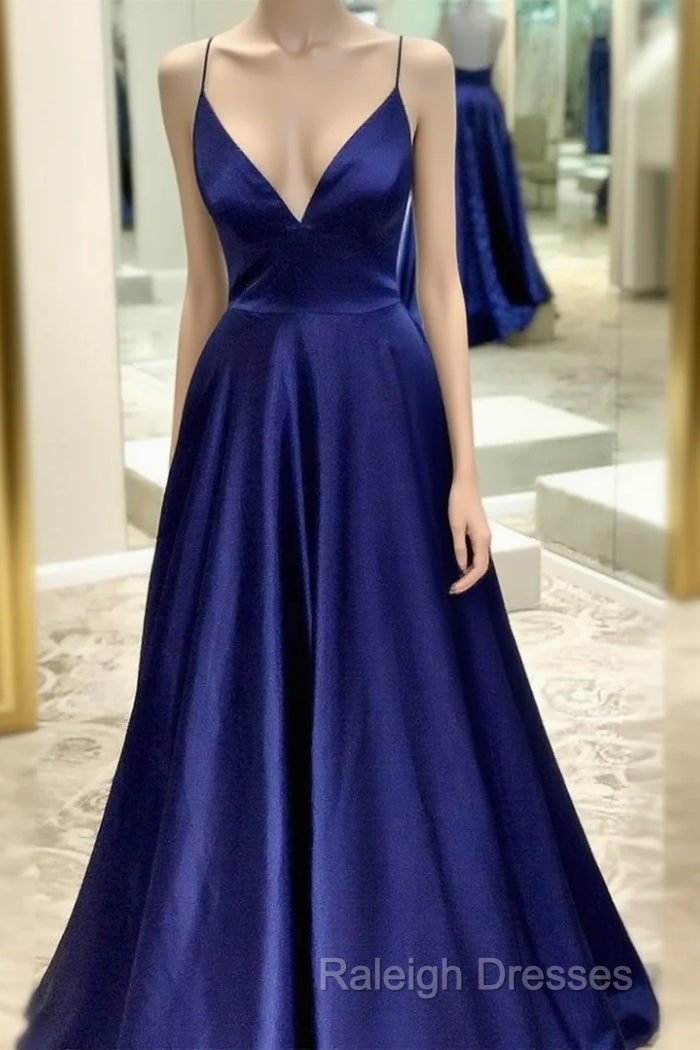 Blue Prom Dress Low Cut , Formal Dress, Evening Dress, Dance Dresses, Graduation Party Dress Main image