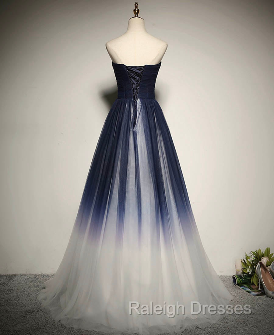 Blue Prom Dress Tulle LongEvening Dress