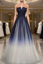 Blue Prom Dress Tulle LongEvening Dress