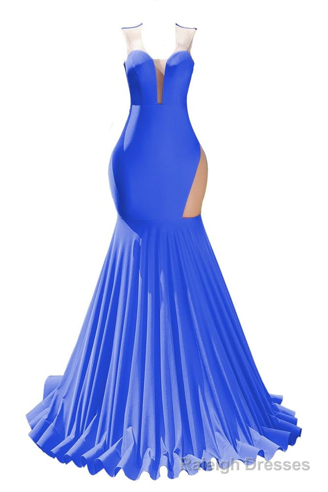 Blue Prom Dresses Sexy Mermaid Women Evening Dress Sleeveless Open Back Main image