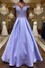Blue purple lace satin long prom dress blue purple formal dress