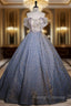Blue Sapaghetti Straps Sequins Quinceanera Dresses
