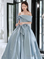 Blue  Satin Long Prom Dress, Blue Formal Evening Dresses