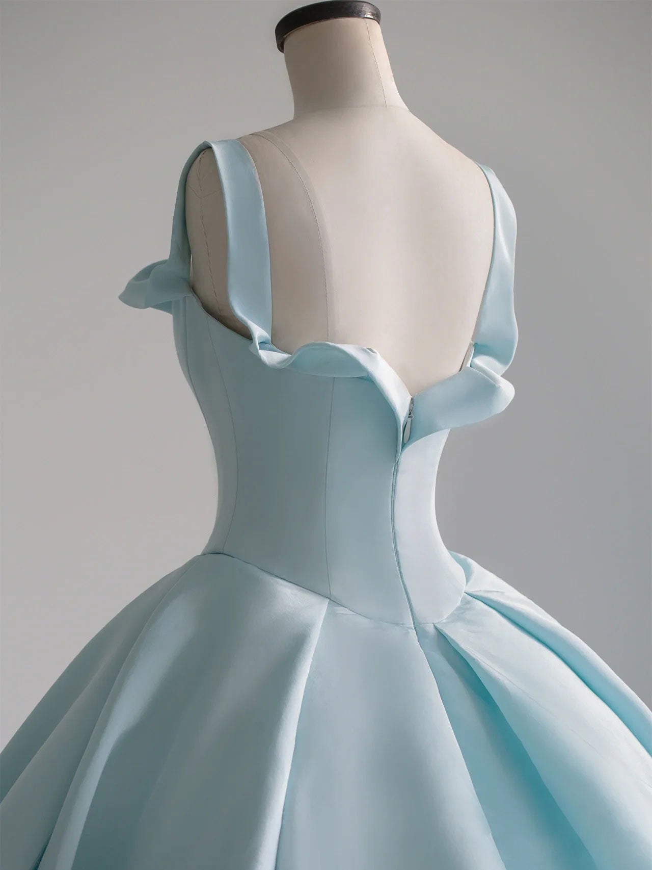 Blue Satin Long Formal Prom Dress, Blue Sweet 16 Dress