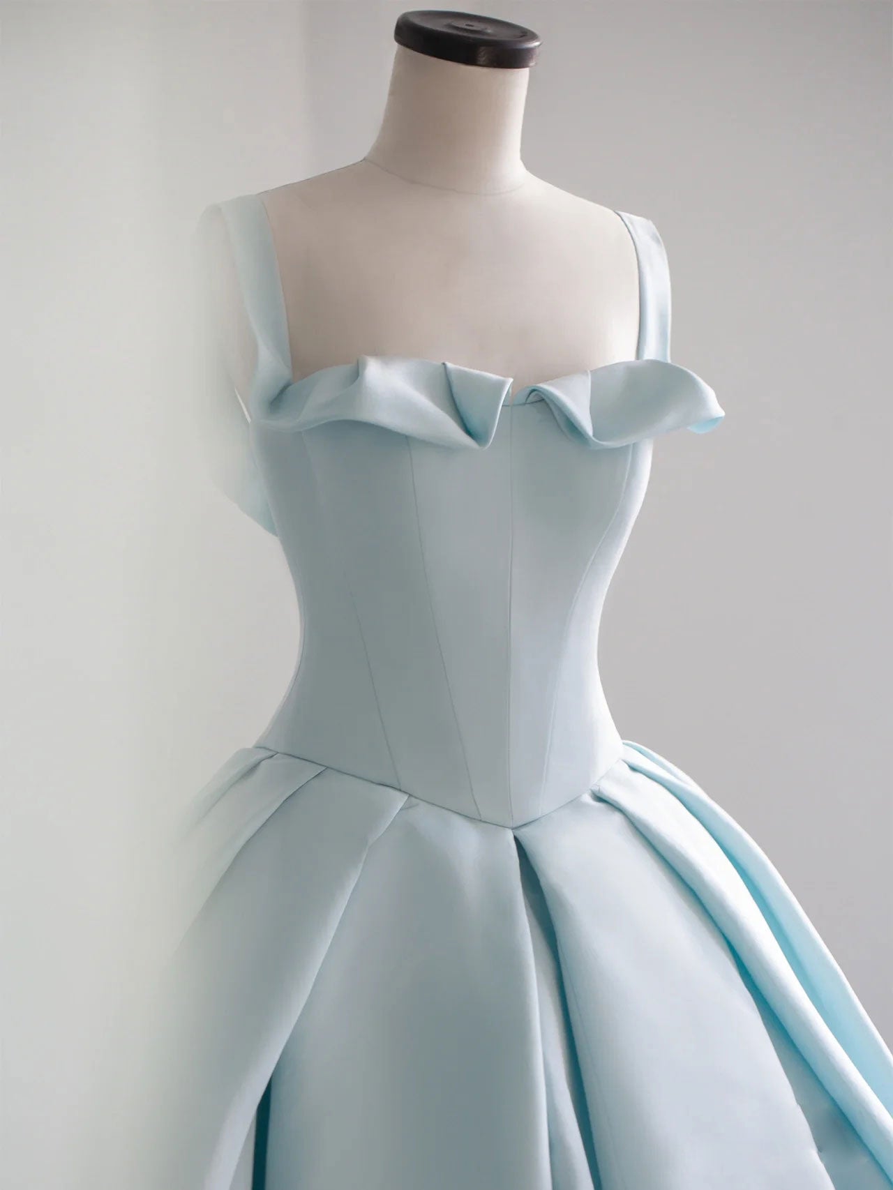 Blue Satin Long Formal Prom Dress, Blue Sweet 16 Dress
