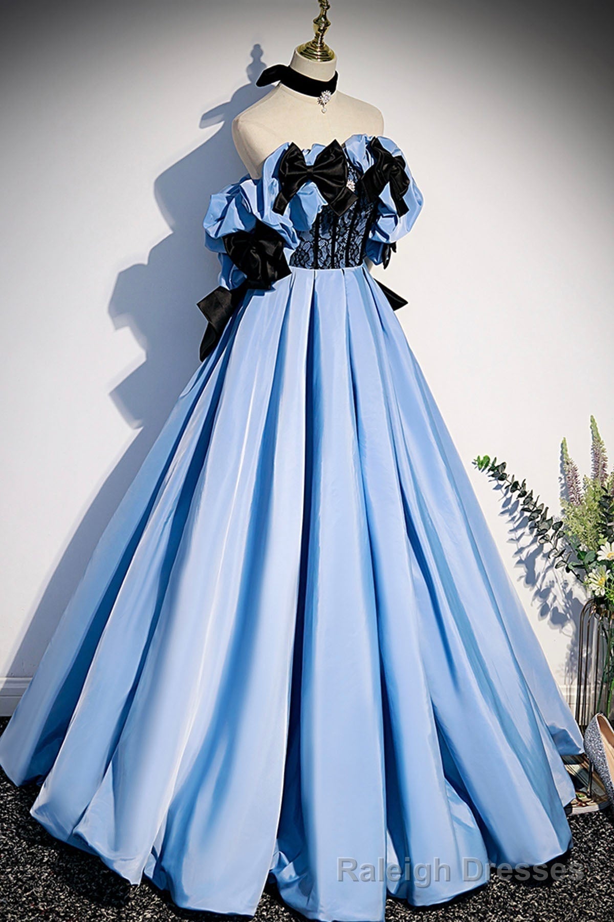 Blue Satin Long Prom Dress, Off the Shoulder Formal Prom Dress Secondary image