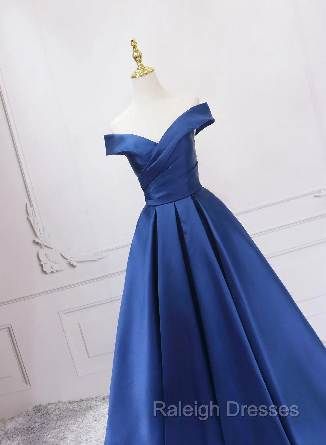 Blue Satin Sweetheart Long Wedding Party Dress Blue Formal Dress prom dresses shops