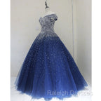 Blue Sequins Ball Gown Off Shoulder Party Dress Blue Sweet 16 Gown prom dresses shops