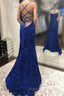 Blue Sequins Long Prom Dress Mermaid Evening Dress