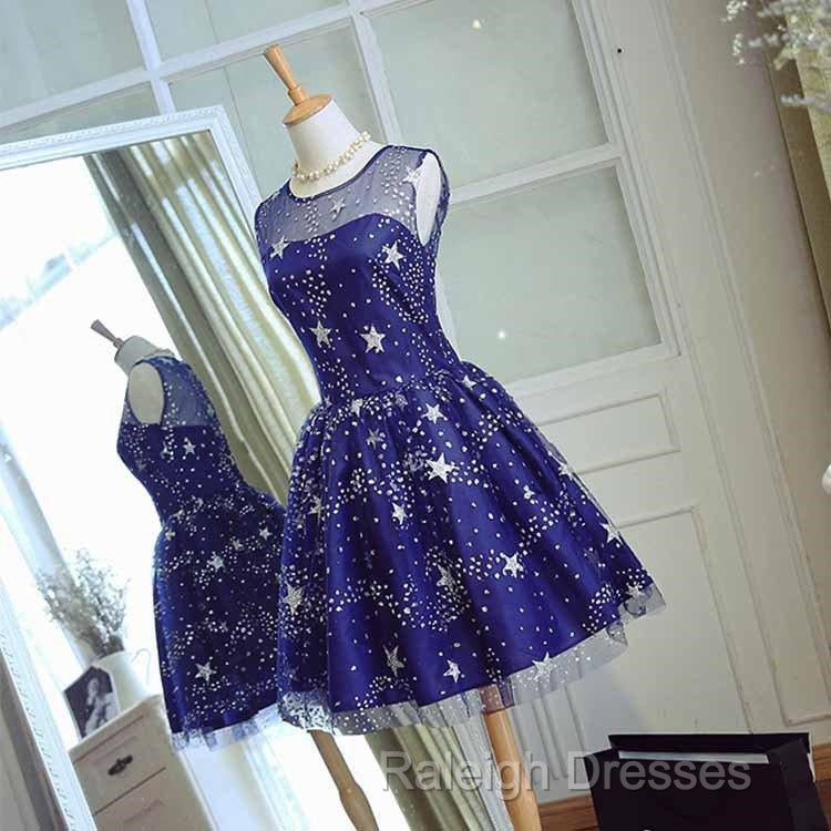 Blue Short Beautiful Homecoming Dress Tulle Sleevelessprom Dress, Blue Party Dress Secondary image