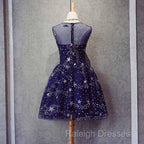 Blue Short Beautiful Homecoming Dress Tulle Sleevelessprom Dress, Blue Party Dress