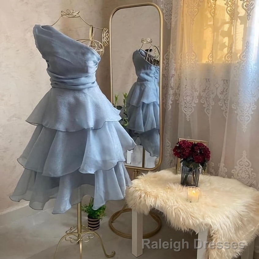 Blue Short Halter Homecoming Dress Party Dress, Blue Short Formal Dress main image 1
