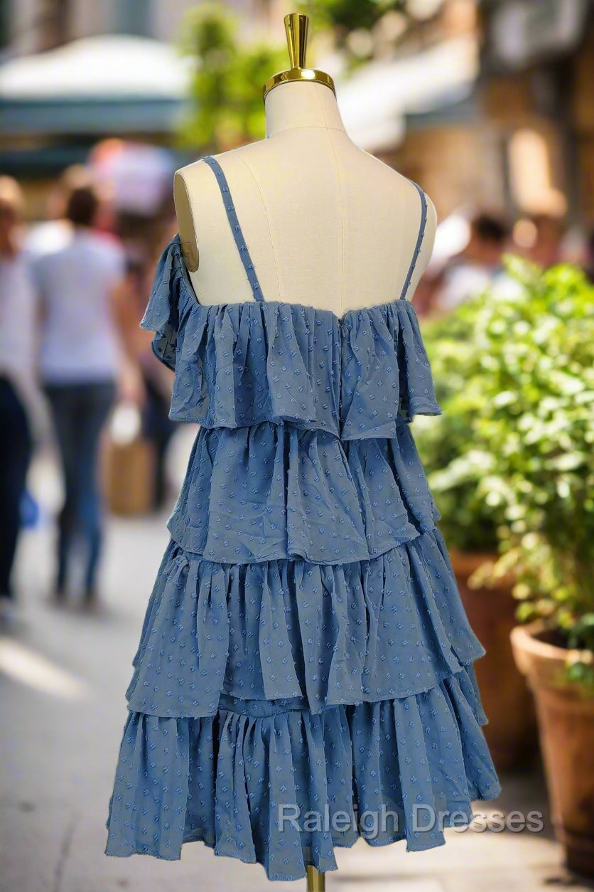 Blue Short Prom Dress A Line V Neck Lovely Homecoming Dress