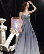 Blue Sweetheart Satin Lace Gradient Long Prom Dresses