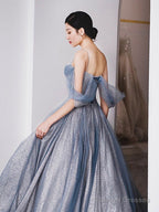 Blue Sweetheart Tulle Long Prom Dress, Tulle Formal Dress