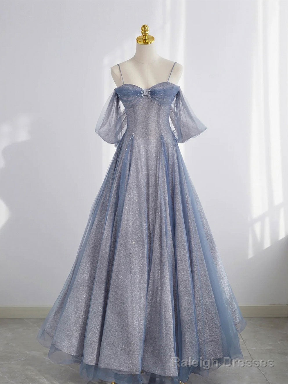 Blue Sweetheart Tulle Long Prom Dress, Tulle Formal Dress Main image