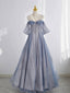 Blue Sweetheart Tulle Long Prom Dress, Tulle Formal Dress