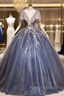 Blue Tulle Ball Gown Quinceanera Dress