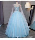 Blue Tulle Formal Dress with Pink Lace Blue Ball Gown Sweet 16 Dresses prom dresses shops