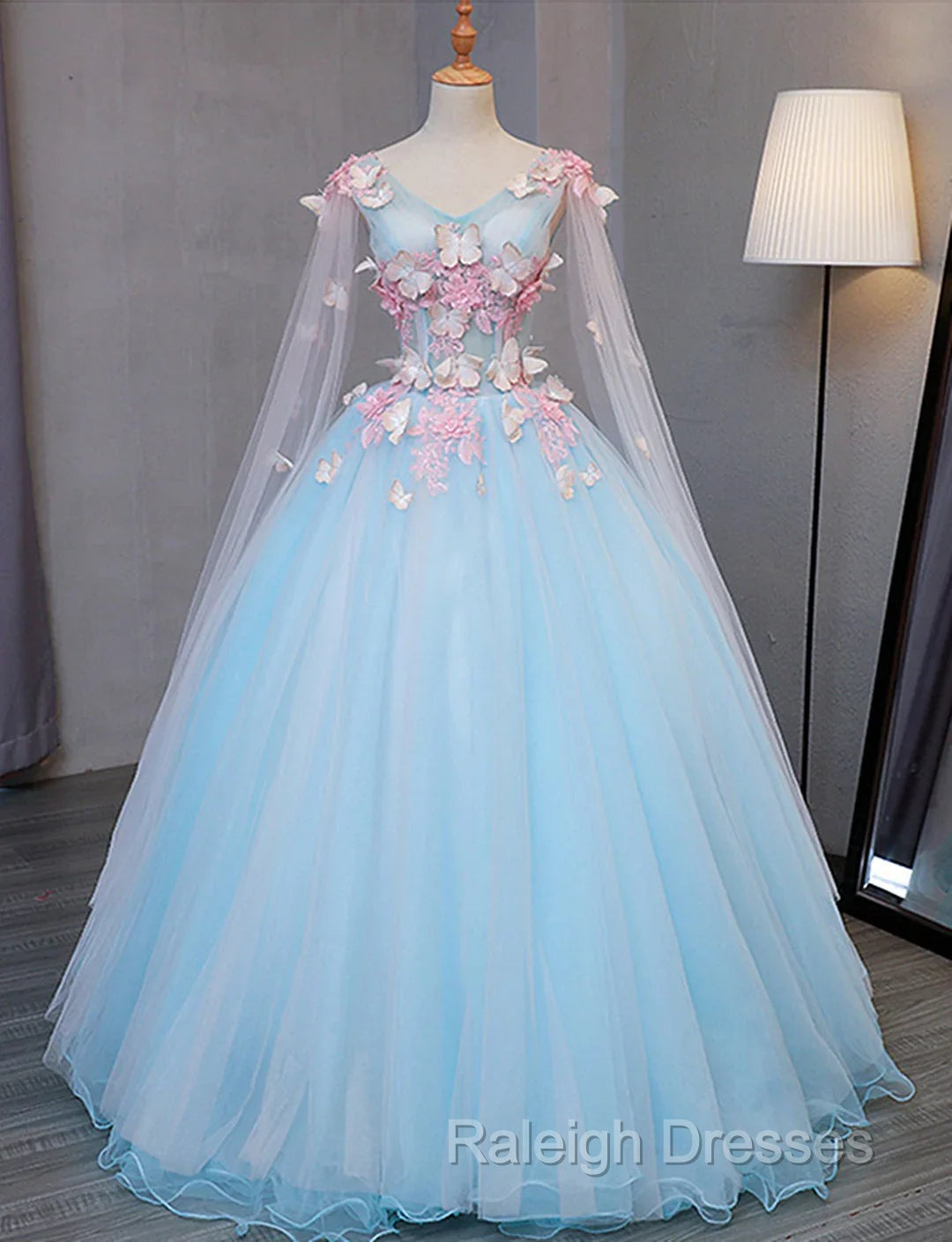 Blue Tulle Formal Dress with Pink Lace Blue Ball Gowns Sweet 16 Dresses prom dresses shops