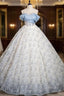 Blue Tulle Lace Flower Quinceanera Dress