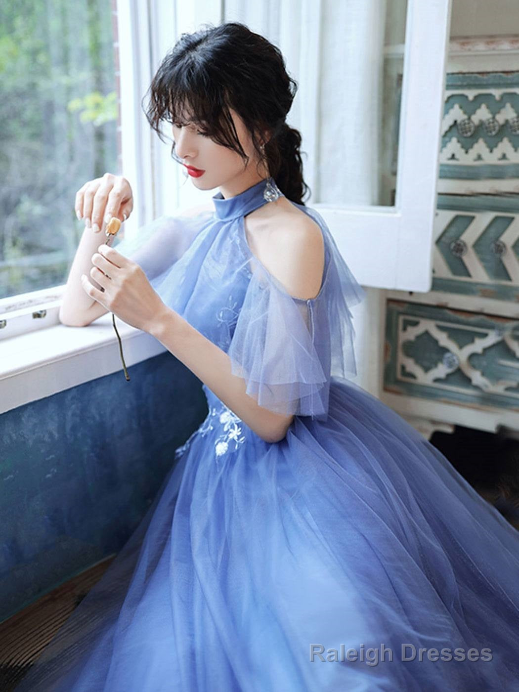 Blue Tulle Lace Short Prom Dresses Blue Tulle Cocktail Dresses Secondary image
