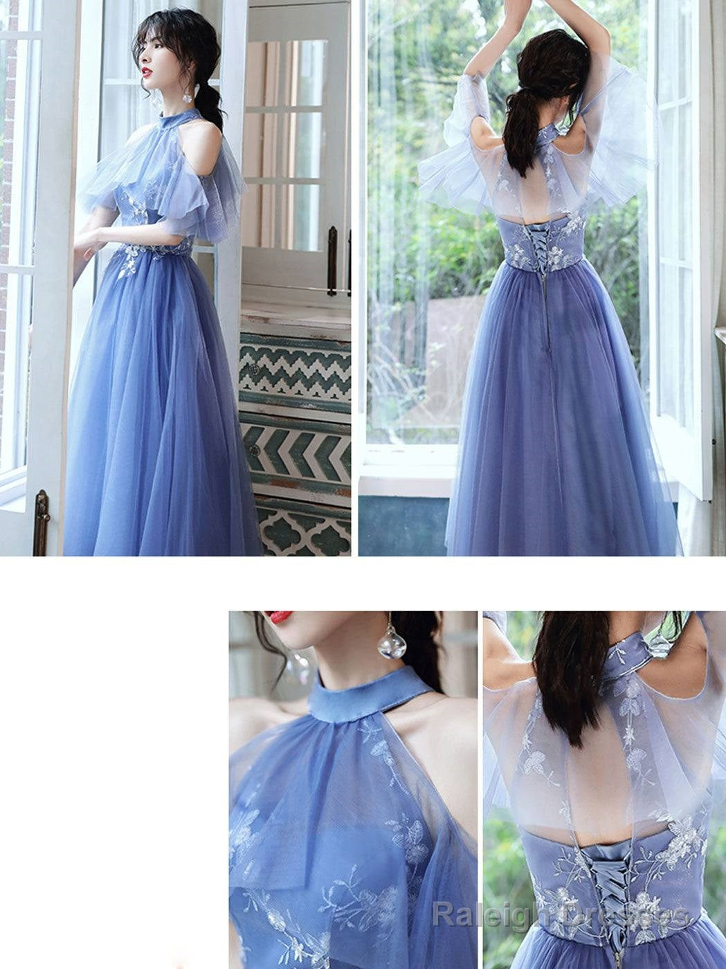 Blue Tulle Lace Short Prom Dress Blue Tulle Cocktail Dress