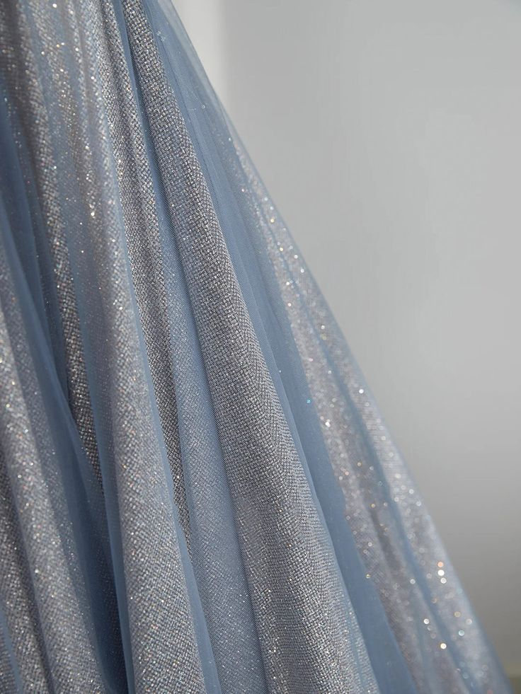 Blue Tulle Prom Dresses Long A-Line Off The Shoulder Prom Dresses