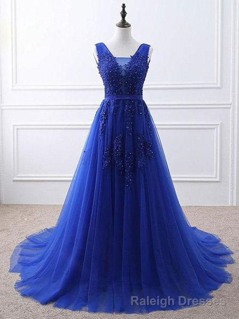 Blue Tulle Long Prom Dress , Blue Formal Gowns Secondary image